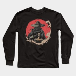 Samurai eating ramen Long Sleeve T-Shirt